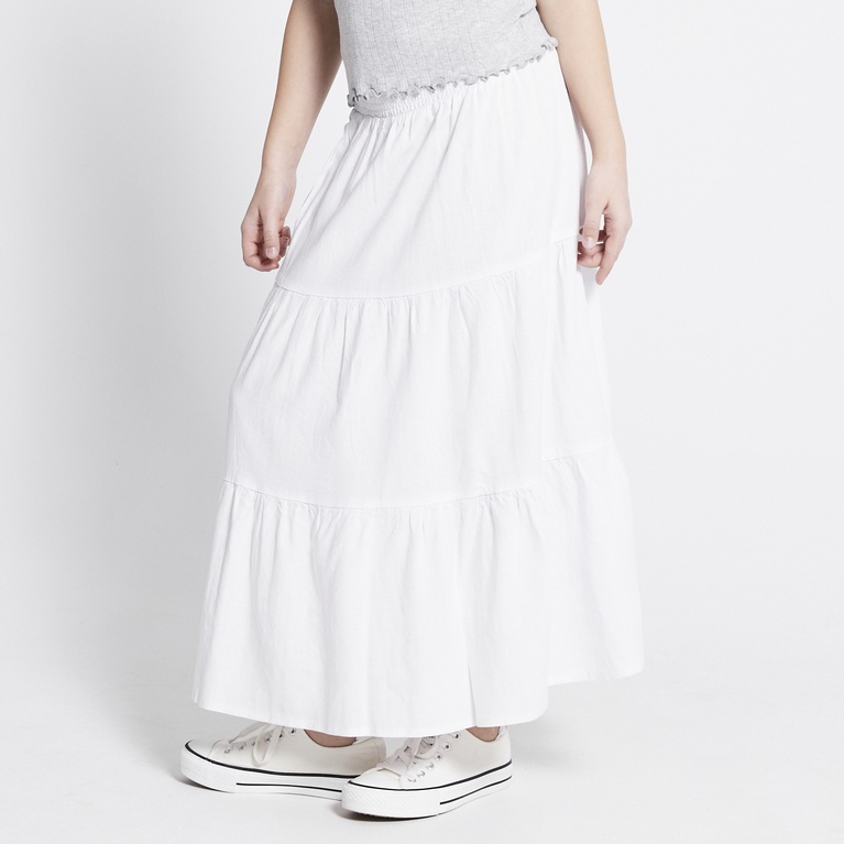 Linen blend maxi skirt "Luciana"  White